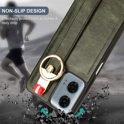 For Motorola Moto G Play 5G 2024 Wristband Leather Back Phone Case(Green) by buy2fix