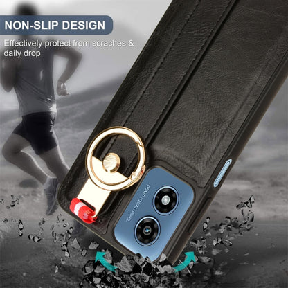 For Motorola Moto G Play 4G 2024 Wristband Leather Back Phone Case(Black) by buy2fix