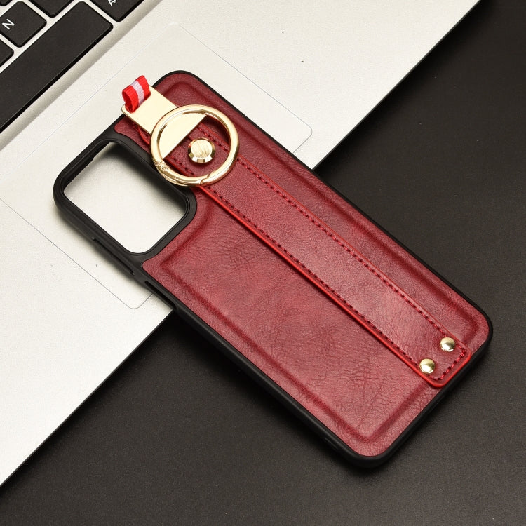 For Motorola Moto G Play 4G 2024 Wristband Leather Back Phone Case(Red) by buy2fix