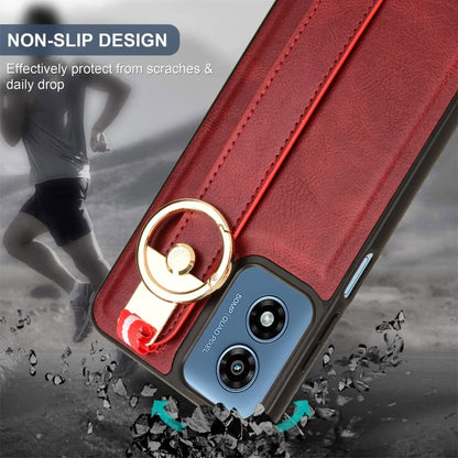 For Motorola Moto G Play 4G 2024 Wristband Leather Back Phone Case(Red) by buy2fix