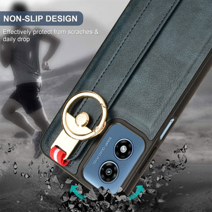 For Motorola Moto G Play 4G 2024 Wristband Leather Back Phone Case(Blue) by buy2fix