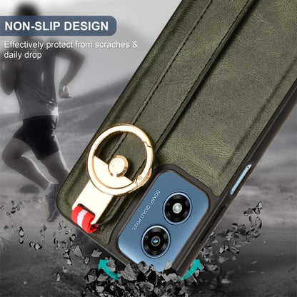 For Motorola Moto G Play 4G 2024 Wristband Leather Back Phone Case(Green) by buy2fix