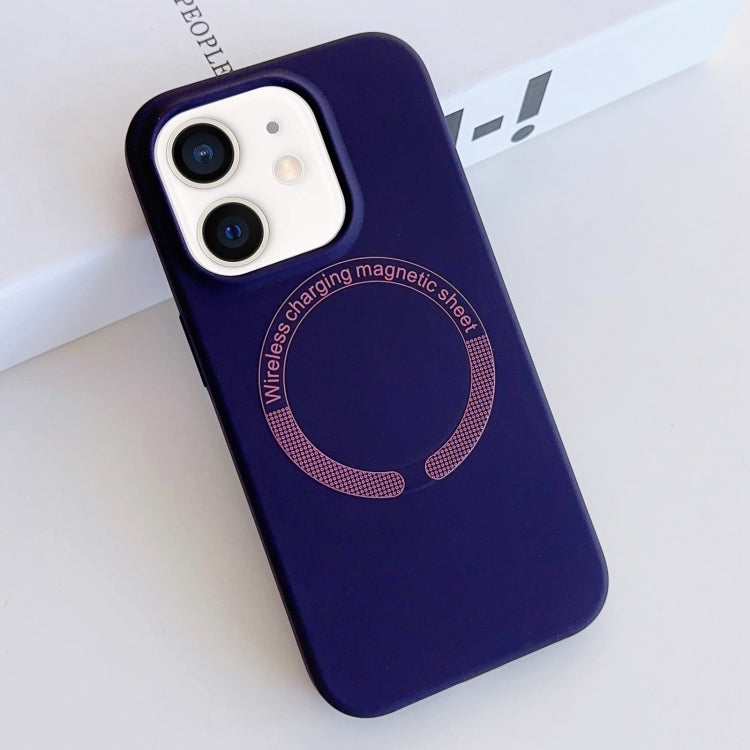 For iPhone 12 MagSafe Magnetic Liquid Silicone Phone Case(Dark Purple) by buy2fix