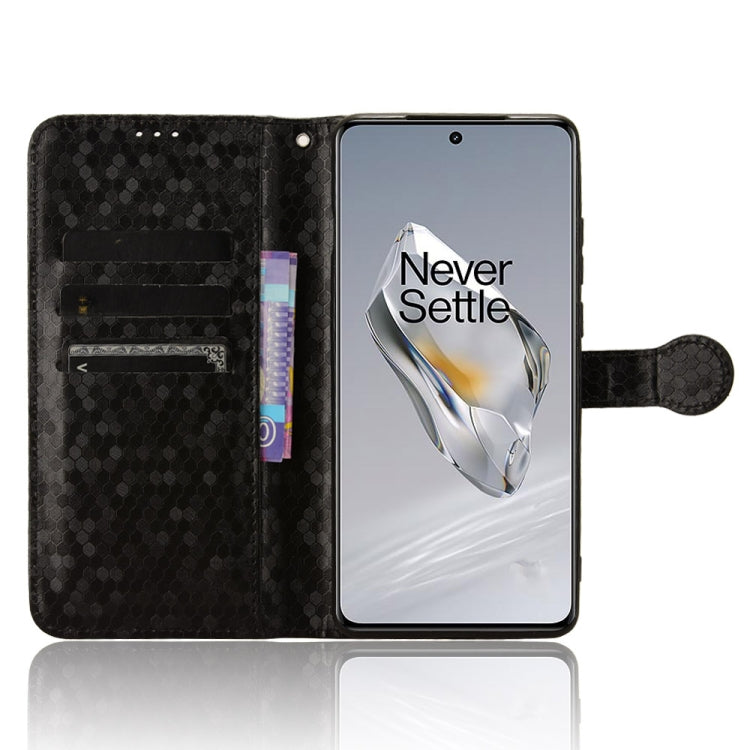 For OnePlus 12 Honeycomb Dot Texture Leather Phone Case(Black) - OnePlus Cases by buy2fix | Online Shopping UK | buy2fix
