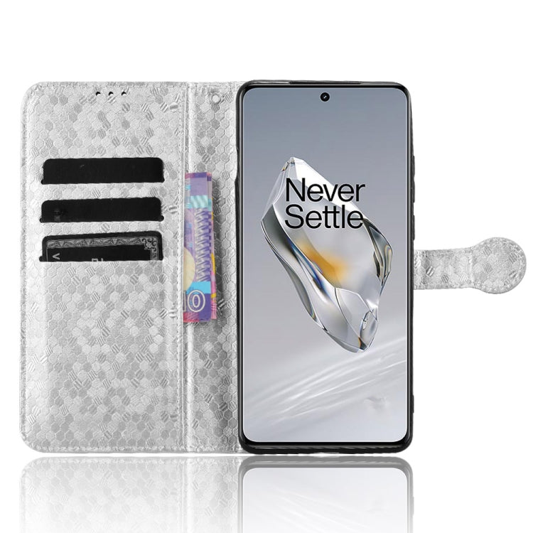 For OnePlus 12 Honeycomb Dot Texture Leather Phone Case(Silver) - OnePlus Cases by buy2fix | Online Shopping UK | buy2fix