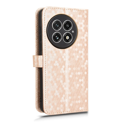 For OnePlus 13 5G Honeycomb Dot Texture Leather Phone Case(Gold) - OnePlus Cases by buy2fix | Online Shopping UK | buy2fix