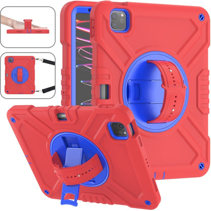 For iPad Air 2022 10.9 / Pro 11 2022 X Rotation PC Hybrid Silicone Tablet Case with Strap(Red Blue) - iPad 2025 / 2022 Cases by buy2fix | Online Shopping UK | buy2fix