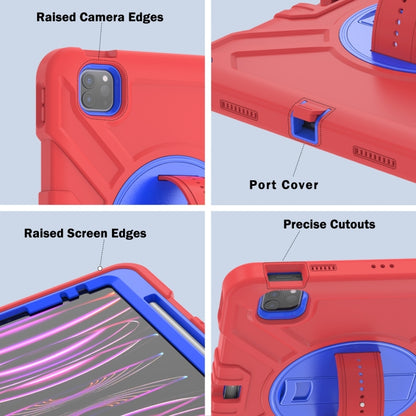 For iPad Air 2022 10.9 / Pro 11 2022 X Rotation PC Hybrid Silicone Tablet Case with Strap(Red Blue) - iPad 2025 / 2022 Cases by buy2fix | Online Shopping UK | buy2fix