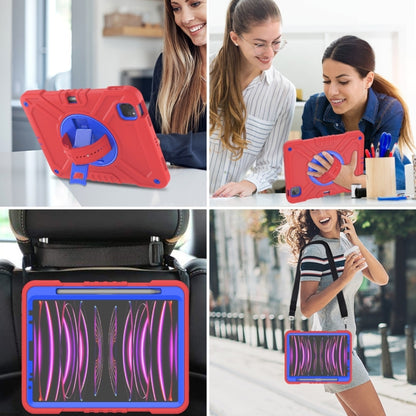 For iPad Air 2022 10.9 / Pro 11 2022 X Rotation PC Hybrid Silicone Tablet Case with Strap(Red Blue) - iPad 2025 / 2022 Cases by buy2fix | Online Shopping UK | buy2fix