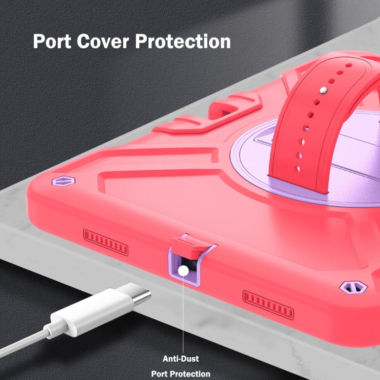 For iPad Air 2022 10.9 / Pro 11 2022 X Rotation PC Hybrid Silicone Tablet Case with Strap(Red Purple) - iPad 2025 / 2022 Cases by buy2fix | Online Shopping UK | buy2fix