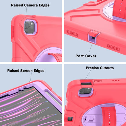 For iPad Air 2022 10.9 / Pro 11 2022 X Rotation PC Hybrid Silicone Tablet Case with Strap(Red Purple) - iPad 2025 / 2022 Cases by buy2fix | Online Shopping UK | buy2fix