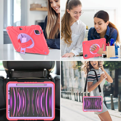 For iPad Air 2022 10.9 / Pro 11 2022 X Rotation PC Hybrid Silicone Tablet Case with Strap(Red Purple) - iPad 2025 / 2022 Cases by buy2fix | Online Shopping UK | buy2fix