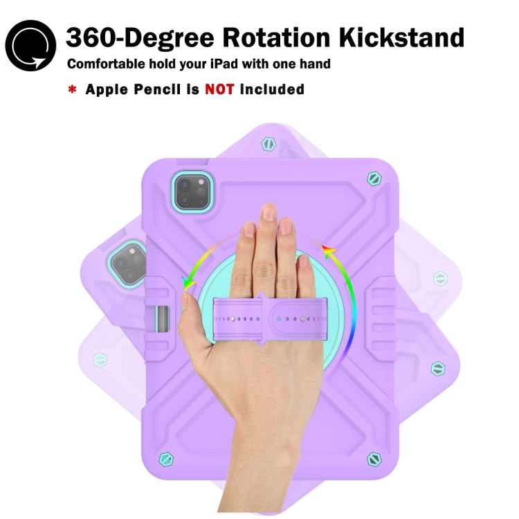 For iPad Air 2022 10.9 / Pro 11 2022 X Rotation PC Hybrid Silicone Tablet Case with Strap(Purple Cyan) - iPad 2025 / 2022 Cases by buy2fix | Online Shopping UK | buy2fix