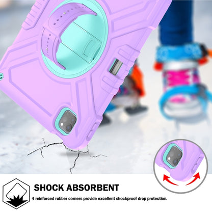 For iPad Air 2022 10.9 / Pro 11 2022 X Rotation PC Hybrid Silicone Tablet Case with Strap(Purple Cyan) - iPad 2025 / 2022 Cases by buy2fix | Online Shopping UK | buy2fix