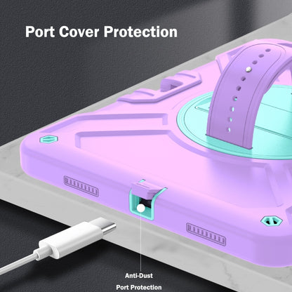 For iPad Air 2022 10.9 / Pro 11 2022 X Rotation PC Hybrid Silicone Tablet Case with Strap(Purple Cyan) - iPad 2025 / 2022 Cases by buy2fix | Online Shopping UK | buy2fix
