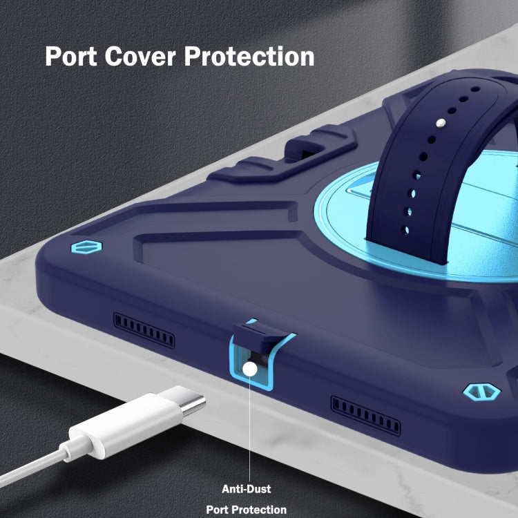 For iPad Air 2022 10.9 / Pro 11 2022 X Rotation PC Hybrid Silicone Tablet Case with Strap(Navy Sky Blue) - iPad 2025 / 2022 Cases by buy2fix | Online Shopping UK | buy2fix