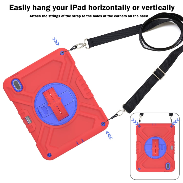 For iPad 2025 / 2022 X Rotation PC Hybrid Silicone Tablet Case with Strap(Red Blue) - iPad 2025 / 2022 Cases by buy2fix | Online Shopping UK | buy2fix
