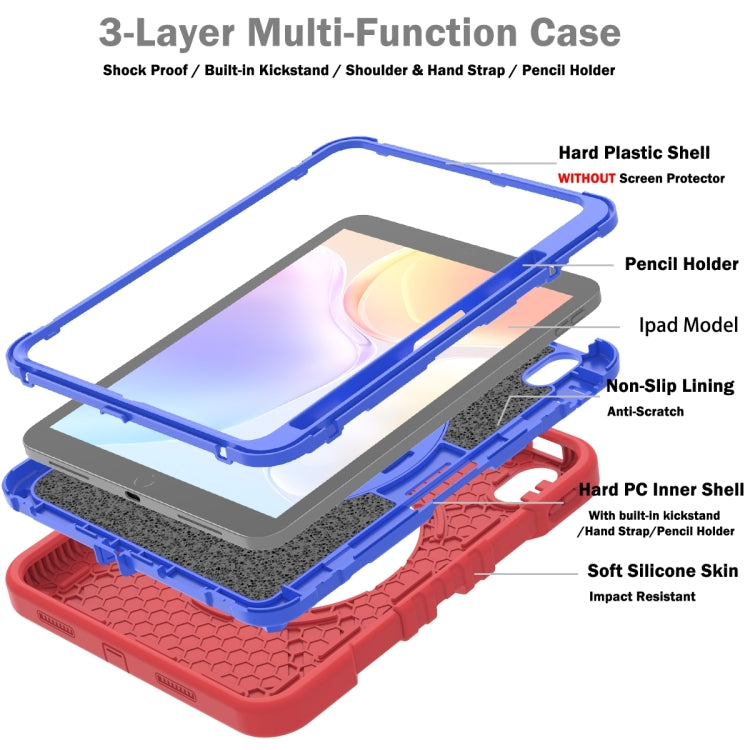 For iPad 2025 / 2022 X Rotation PC Hybrid Silicone Tablet Case with Strap(Red Blue) - iPad 2025 / 2022 Cases by buy2fix | Online Shopping UK | buy2fix