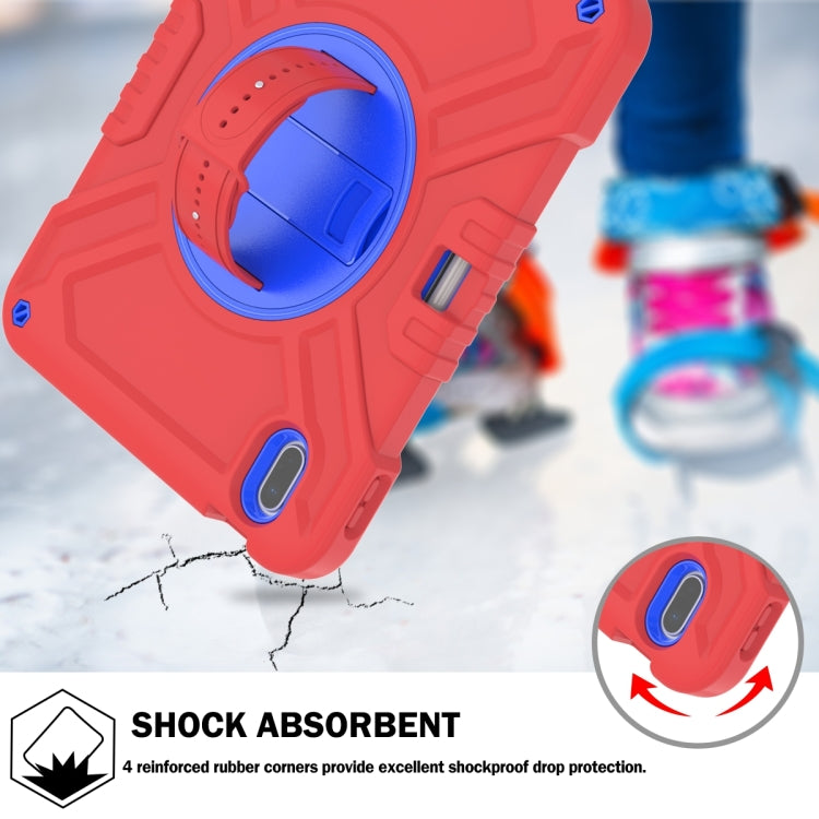 For iPad 2025 / 2022 X Rotation PC Hybrid Silicone Tablet Case with Strap(Red Blue) - iPad 2025 / 2022 Cases by buy2fix | Online Shopping UK | buy2fix