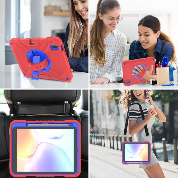 For iPad 2025 / 2022 X Rotation PC Hybrid Silicone Tablet Case with Strap(Red Blue) - iPad 2025 / 2022 Cases by buy2fix | Online Shopping UK | buy2fix