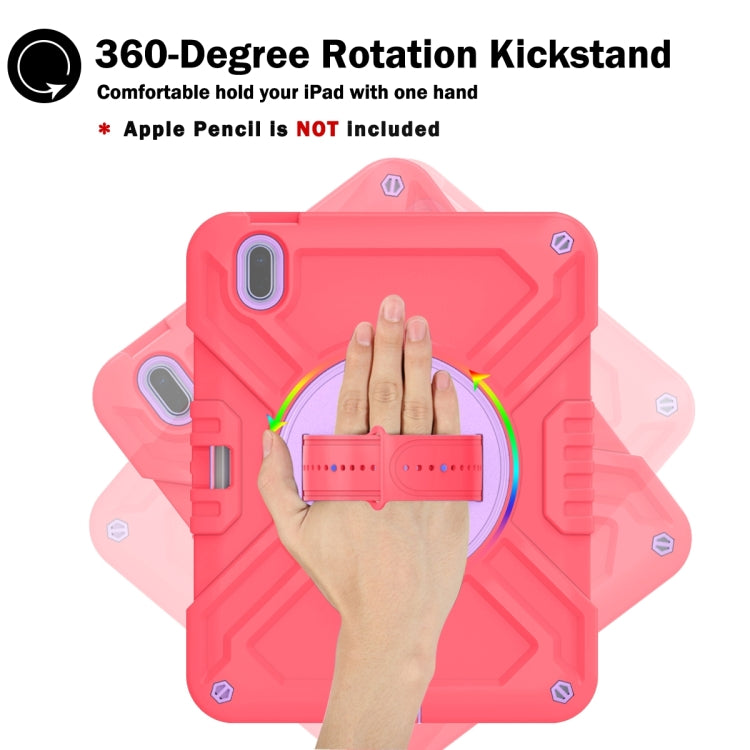 For iPad 2025 / 2022 X Rotation PC Hybrid Silicone Tablet Case with Strap(Red Purple) - iPad 2025 / 2022 Cases by buy2fix | Online Shopping UK | buy2fix