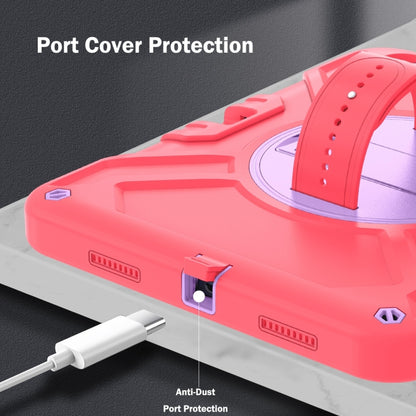 For iPad 2025 / 2022 X Rotation PC Hybrid Silicone Tablet Case with Strap(Red Purple) - iPad 2025 / 2022 Cases by buy2fix | Online Shopping UK | buy2fix