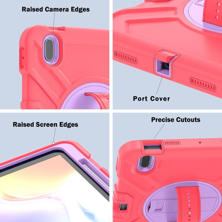 For iPad 2025 / 2022 X Rotation PC Hybrid Silicone Tablet Case with Strap(Red Purple) - iPad 2025 / 2022 Cases by buy2fix | Online Shopping UK | buy2fix