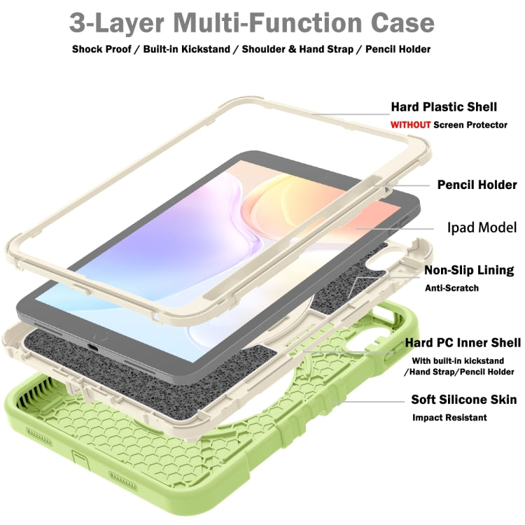 For iPad 2025 / 2022 X Rotation PC Hybrid Silicone Tablet Case with Strap(Yellow Green White) - iPad 2025 / 2022 Cases by buy2fix | Online Shopping UK | buy2fix