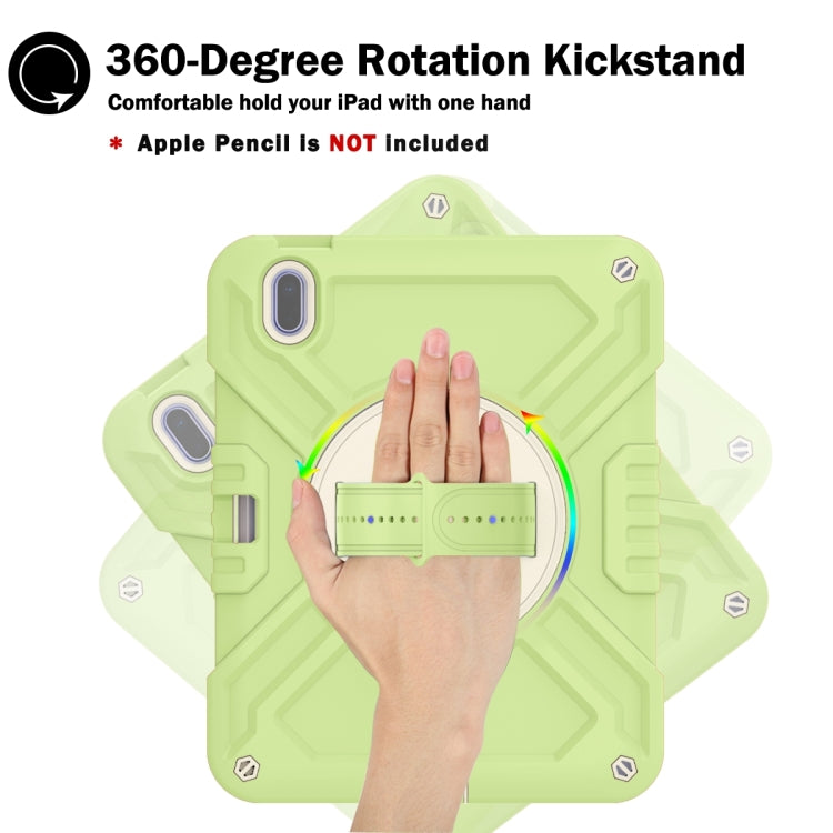 For iPad 2025 / 2022 X Rotation PC Hybrid Silicone Tablet Case with Strap(Yellow Green White) - iPad 2025 / 2022 Cases by buy2fix | Online Shopping UK | buy2fix