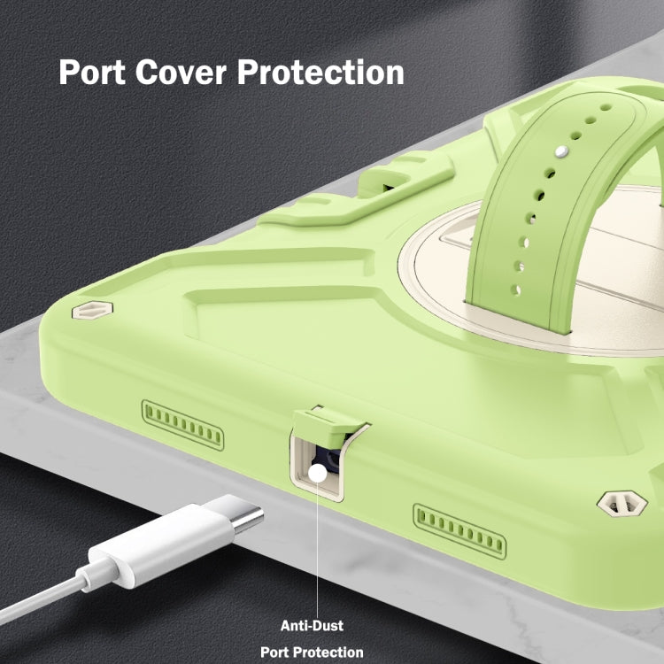 For iPad 2025 / 2022 X Rotation PC Hybrid Silicone Tablet Case with Strap(Yellow Green White) - iPad 2025 / 2022 Cases by buy2fix | Online Shopping UK | buy2fix