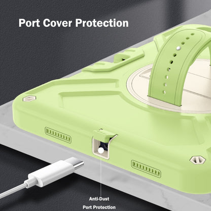 For iPad 2025 / 2022 X Rotation PC Hybrid Silicone Tablet Case with Strap(Yellow Green White) - iPad 2025 / 2022 Cases by buy2fix | Online Shopping UK | buy2fix