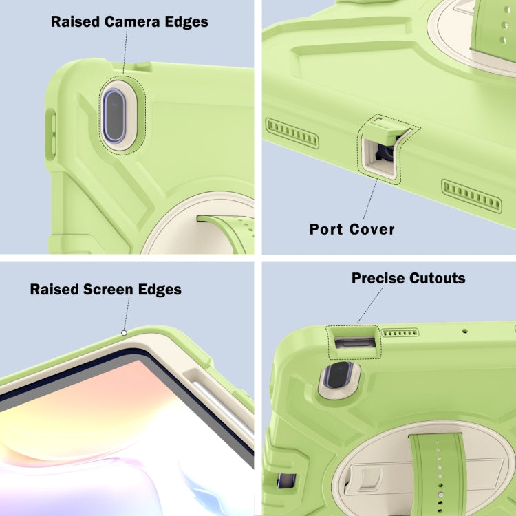 For iPad 2025 / 2022 X Rotation PC Hybrid Silicone Tablet Case with Strap(Yellow Green White) - iPad 2025 / 2022 Cases by buy2fix | Online Shopping UK | buy2fix