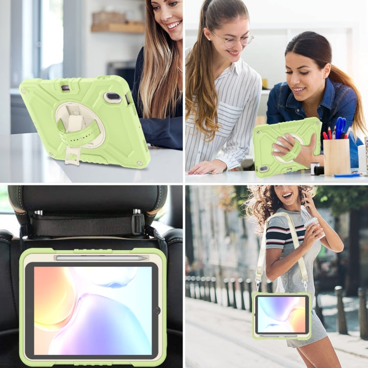 For iPad 2025 / 2022 X Rotation PC Hybrid Silicone Tablet Case with Strap(Yellow Green White) - iPad 2025 / 2022 Cases by buy2fix | Online Shopping UK | buy2fix