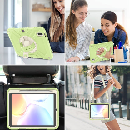 For iPad 2025 / 2022 X Rotation PC Hybrid Silicone Tablet Case with Strap(Yellow Green White) - iPad 2025 / 2022 Cases by buy2fix | Online Shopping UK | buy2fix