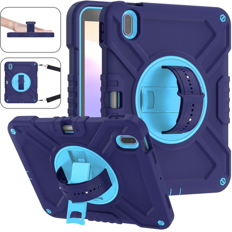 For iPad 2025 / 2022 X Rotation PC Hybrid Silicone Tablet Case with Strap(Navy Sky Blue) - iPad 2025 / 2022 Cases by buy2fix | Online Shopping UK | buy2fix