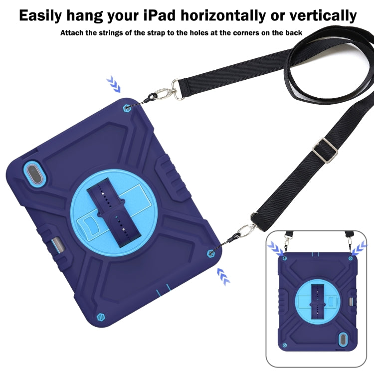 For iPad 2025 / 2022 X Rotation PC Hybrid Silicone Tablet Case with Strap(Navy Sky Blue) - iPad 2025 / 2022 Cases by buy2fix | Online Shopping UK | buy2fix
