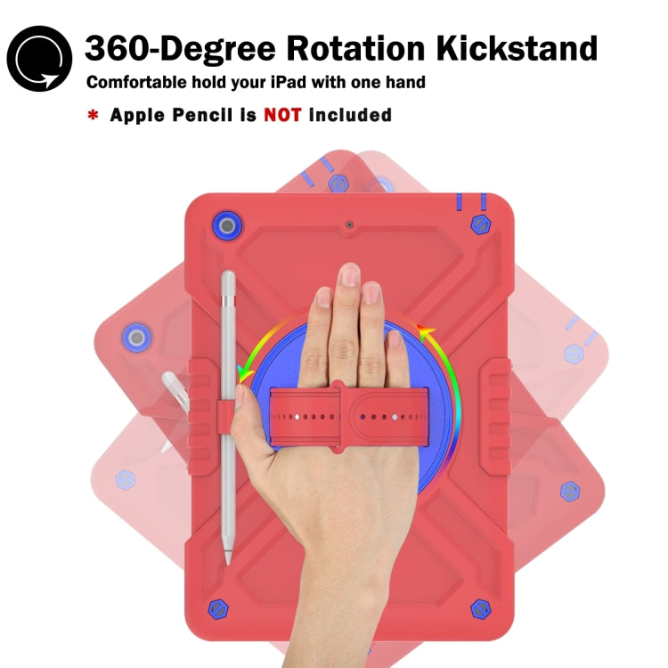 For iPad 10.2 2021 / 2020 / 2019 X Rotation PC Hybrid Silicone Tablet Case with Strap(Red Blue) - iPad 10.2 Cases by buy2fix | Online Shopping UK | buy2fix