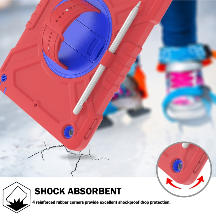 For iPad 10.2 2021 / 2020 / 2019 X Rotation PC Hybrid Silicone Tablet Case with Strap(Red Blue) - iPad 10.2 Cases by buy2fix | Online Shopping UK | buy2fix