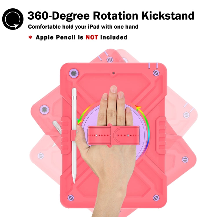 For iPad 10.2 2021 / 2020 / 2019 X Rotation PC Hybrid Silicone Tablet Case with Strap(Red Purple) - iPad 10.2 Cases by buy2fix | Online Shopping UK | buy2fix
