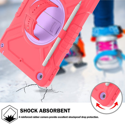 For iPad 10.2 2021 / 2020 / 2019 X Rotation PC Hybrid Silicone Tablet Case with Strap(Red Purple) - iPad 10.2 Cases by buy2fix | Online Shopping UK | buy2fix