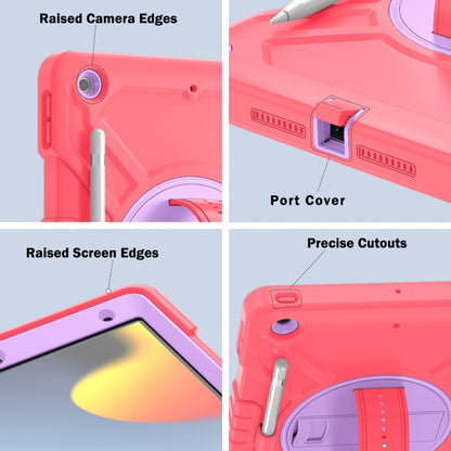 For iPad 10.2 2021 / 2020 / 2019 X Rotation PC Hybrid Silicone Tablet Case with Strap(Red Purple) - iPad 10.2 Cases by buy2fix | Online Shopping UK | buy2fix