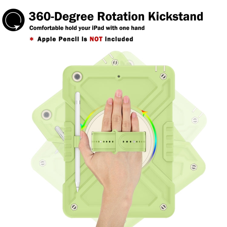 For iPad 10.2 2021 / 2020 / 2019 X Rotation PC Hybrid Silicone Tablet Case with Strap(Yellow Green White) - iPad 10.2 Cases by buy2fix | Online Shopping UK | buy2fix