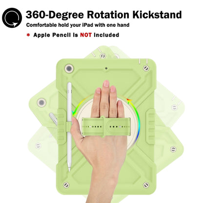 For iPad 10.2 2021 / 2020 / 2019 X Rotation PC Hybrid Silicone Tablet Case with Strap(Yellow Green White) - iPad 10.2 Cases by buy2fix | Online Shopping UK | buy2fix