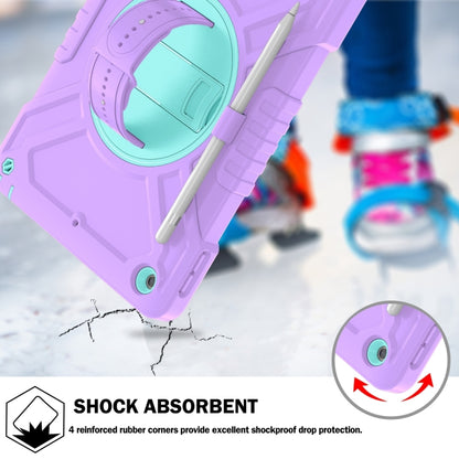 For iPad 10.2 2021 / 2020 / 2019 X Rotation PC Hybrid Silicone Tablet Case with Strap(Purple Cyan) - iPad 10.2 Cases by buy2fix | Online Shopping UK | buy2fix