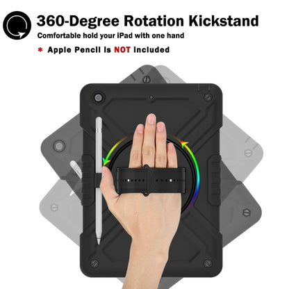 For iPad 10.2 2021 / 2020 / 2019 X Rotation PC Hybrid Silicone Tablet Case with Strap(Full Black) - iPad 10.2 Cases by buy2fix | Online Shopping UK | buy2fix