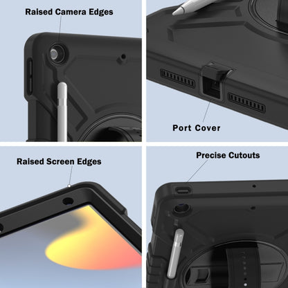 For iPad 10.2 2021 / 2020 / 2019 X Rotation PC Hybrid Silicone Tablet Case with Strap(Full Black) - iPad 10.2 Cases by buy2fix | Online Shopping UK | buy2fix