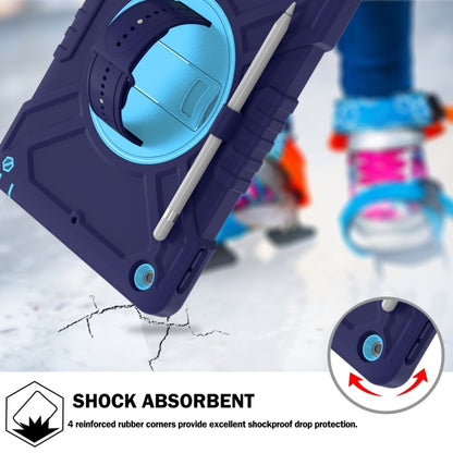 For iPad 10.2 2021 / 2020 / 2019 X Rotation PC Hybrid Silicone Tablet Case with Strap(Navy Sky Blue) - iPad 10.2 Cases by buy2fix | Online Shopping UK | buy2fix