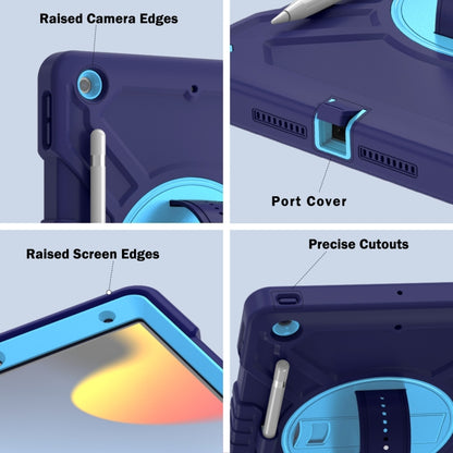 For iPad 10.2 2021 / 2020 / 2019 X Rotation PC Hybrid Silicone Tablet Case with Strap(Navy Sky Blue) - iPad 10.2 Cases by buy2fix | Online Shopping UK | buy2fix