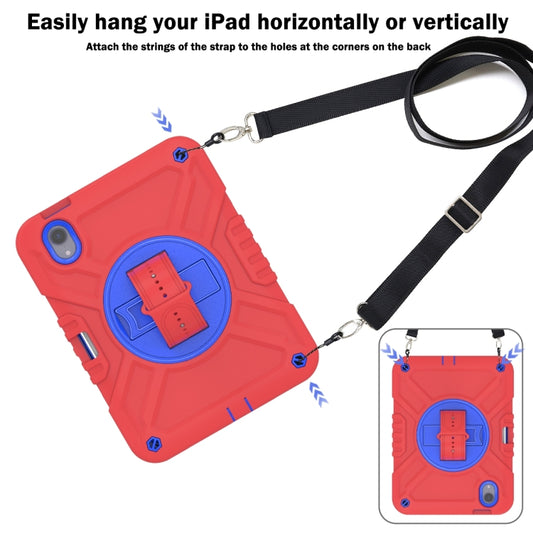For iPad mini 6 / mini 2024 X Rotation PC Hybrid Silicone Tablet Case with Strap(Red Blue) - iPad mini 6 Cases by buy2fix | Online Shopping UK | buy2fix