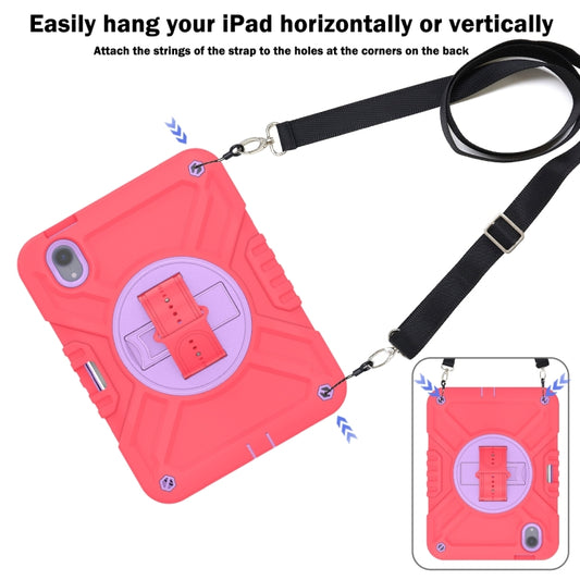 For iPad mini 6 / mini 2024 X Rotation PC Hybrid Silicone Tablet Case with Strap(Red Purple) - iPad mini 6 Cases by buy2fix | Online Shopping UK | buy2fix